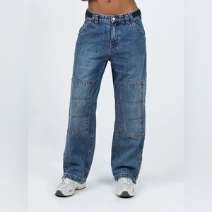 Princess Polly Tein Low Waist Jeans Size 4 Relaxed Fit Straight Leg